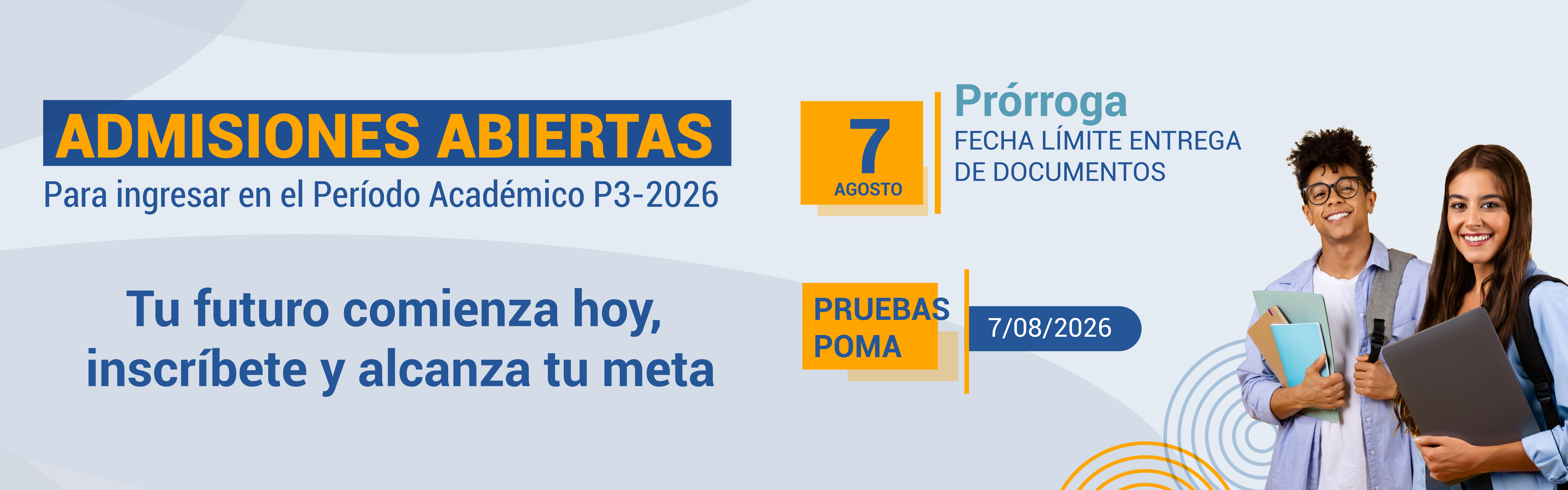 Banner Admisiones P3 2026 Prorroga